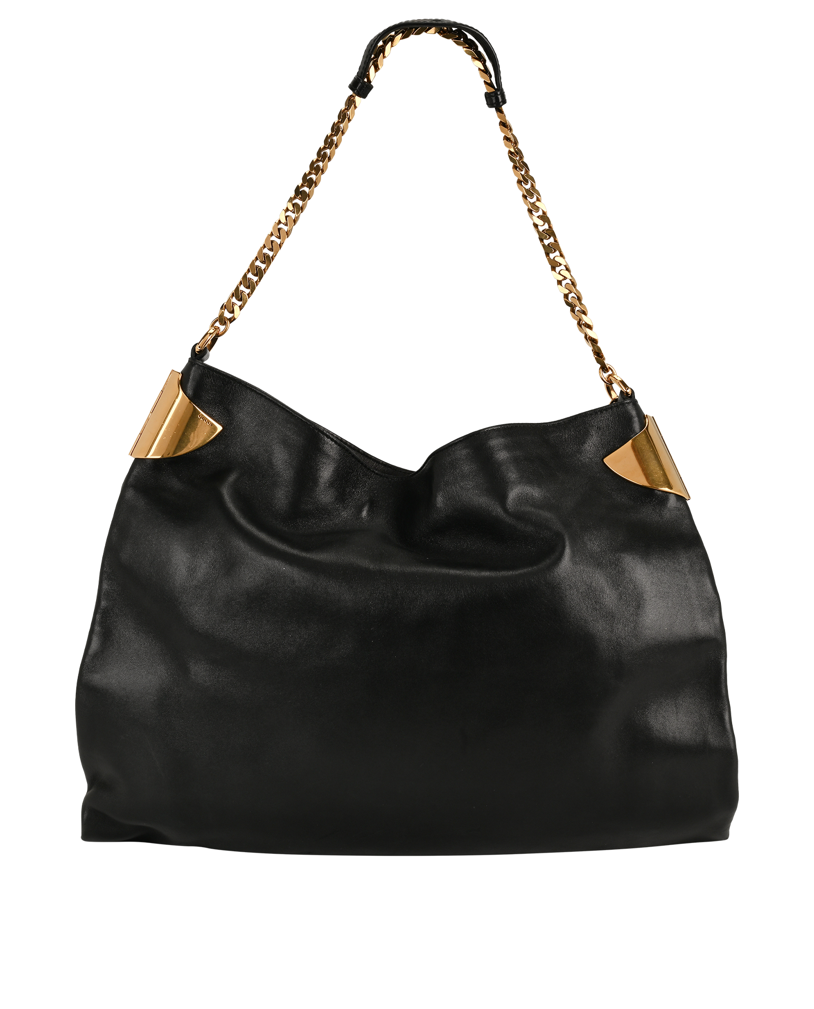 Chain Hobo Bag, &pound;450, Handbags, Black, Leather, Back view